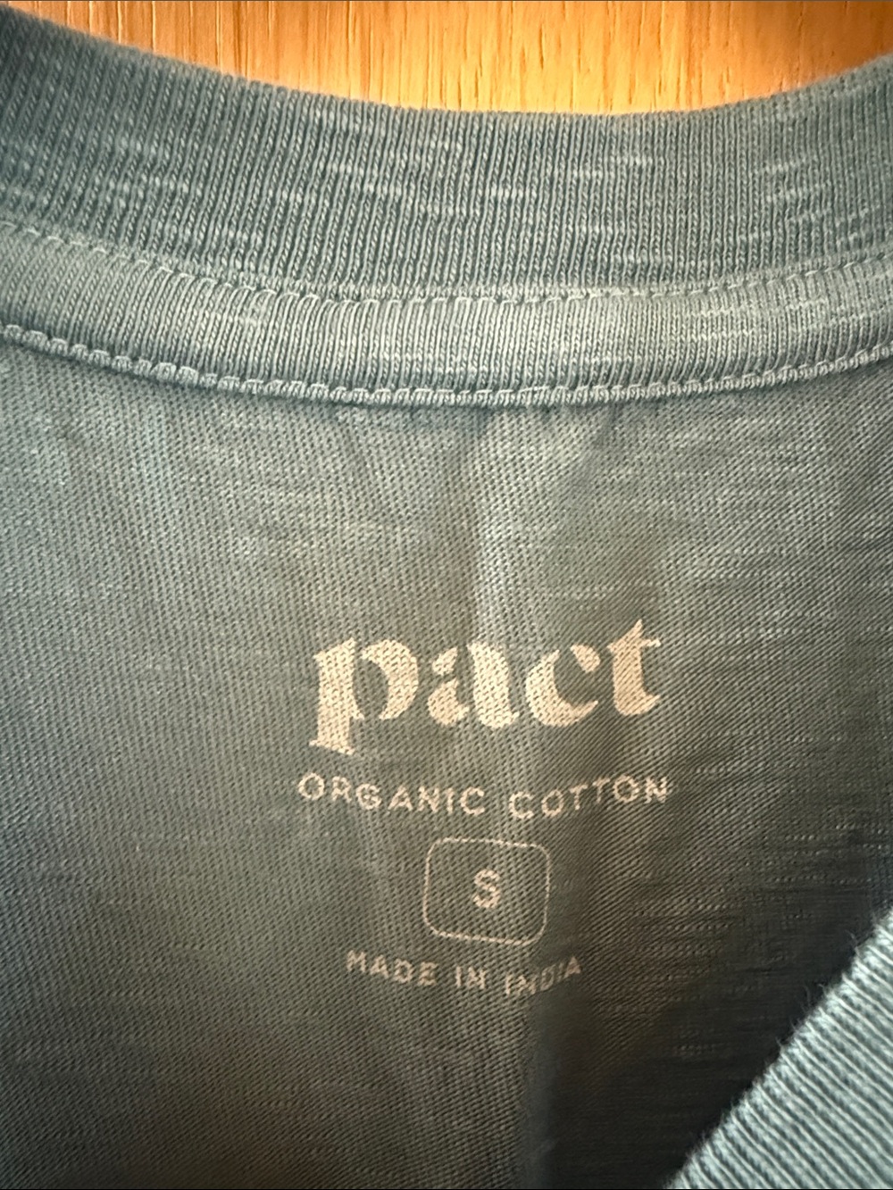 Pact Organic Soft-Slub Essential Muscle Tee Dress Color Deep Aqua Size Small - Picture 5 of 6